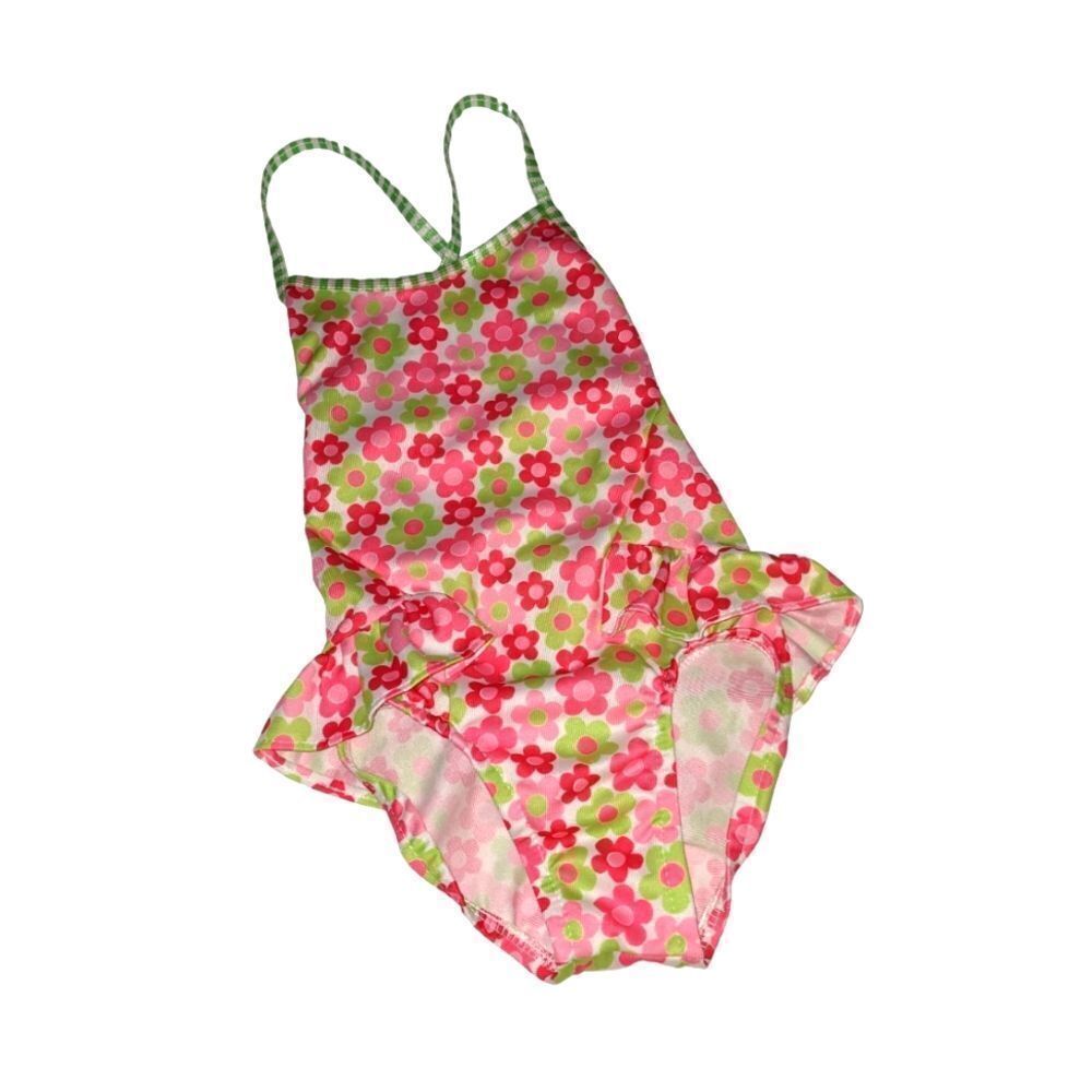 90s vintage union made flower power swimsuit size 4